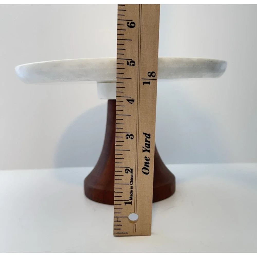 Williams Sonoma Marble Lazy Susan with Wood Pedestal 8